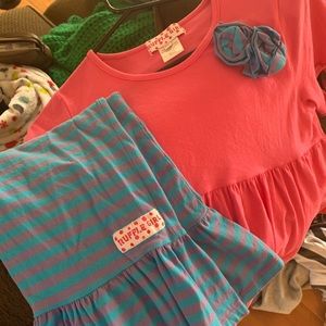Ruffle Girl pink/purple/blue Capri set